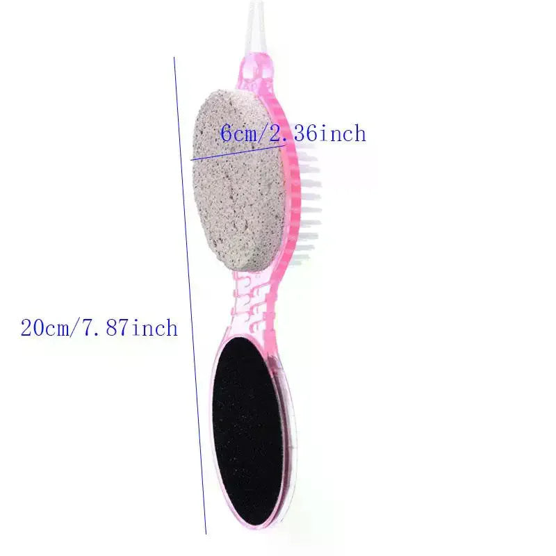 4-in-1 Foot Brush with Pumice Stone, File & Nail Brush Pedicure Foot Tool QXL