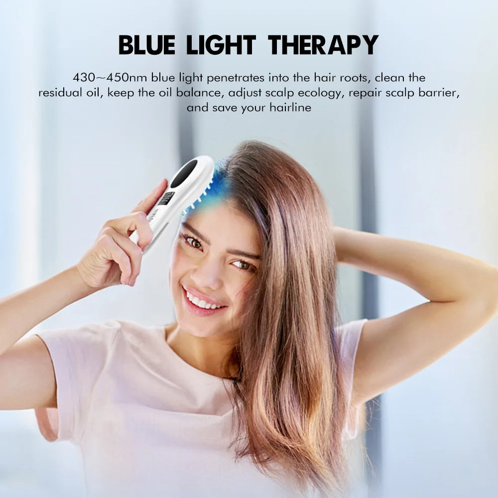 EMS Microcurrent Scalp Massager Comb | Red Light Hair Care Scalp Massager Comb QXL