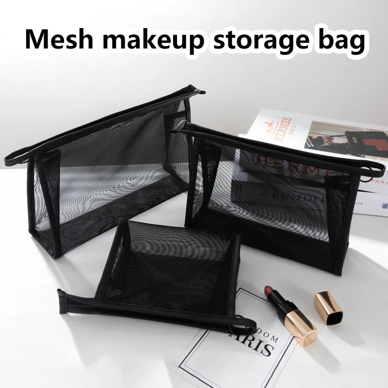 Nylon Mesh Cosmetic Bag | Zipper Pouch Small Medium Large Mesh Cosmetic Bag QXL