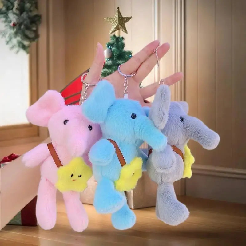 Star Elephant Plush Keychain | Cute Animal Key Ring Gift Plush Keychain QXL