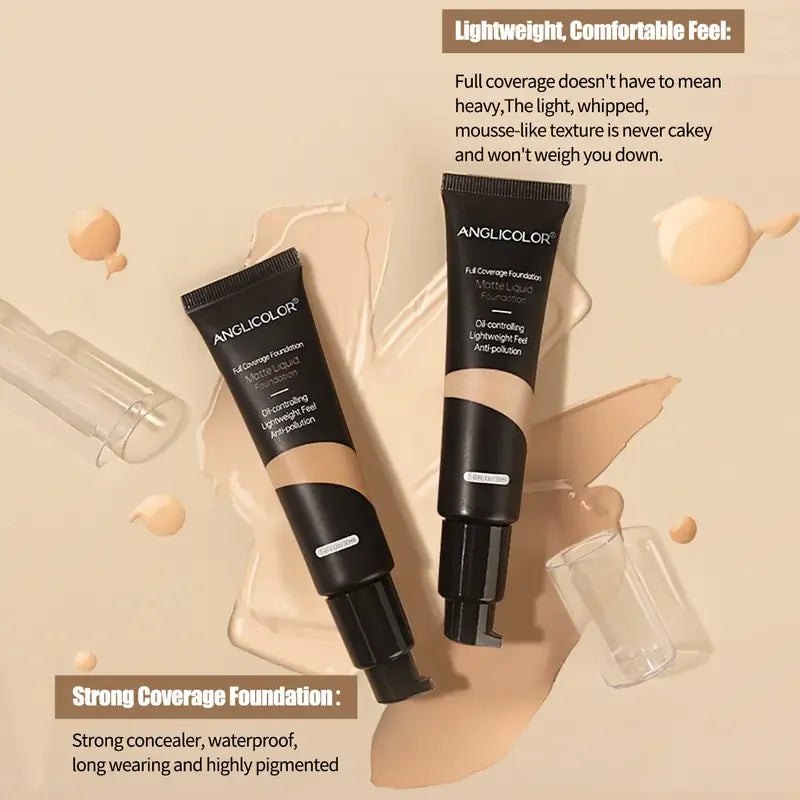 VERONNI 5-Shade Liquid Concealer & Foundation | Long-Lasting Liquid Concealer Foundation QXL