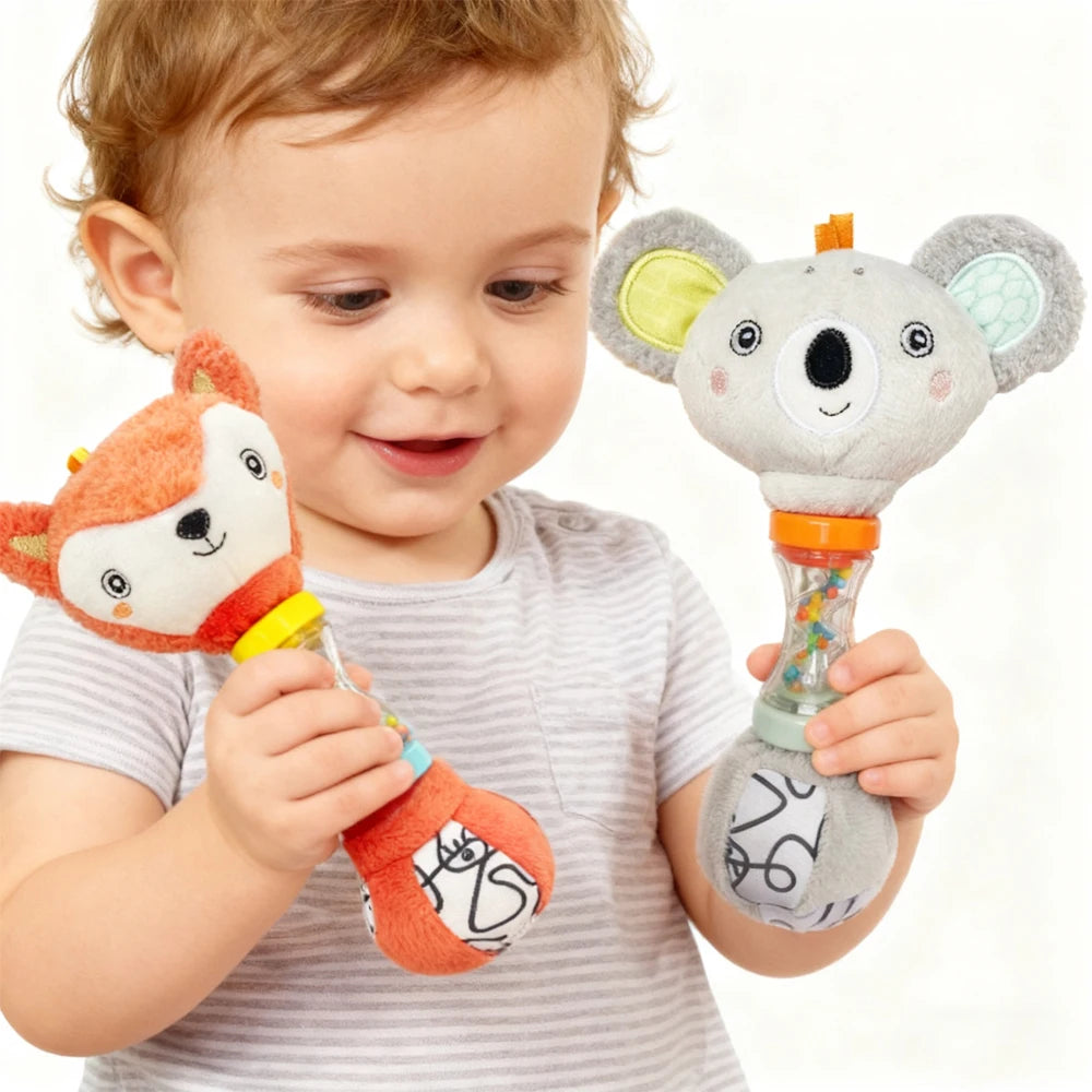 Fox & Koala Baby Hand Rattle | Grip & Motor Skills Toy Baby Hand Rattle QXL