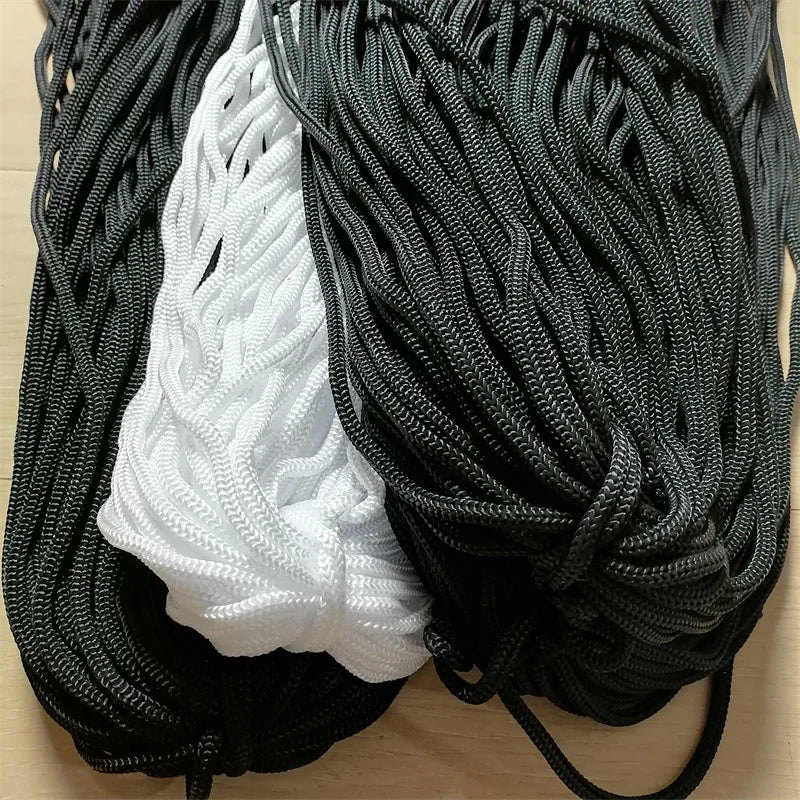 5/6mm Braided Nylon Cord 50m | Black & White DIY Drawstring Rope Braided Craft Cord QXL