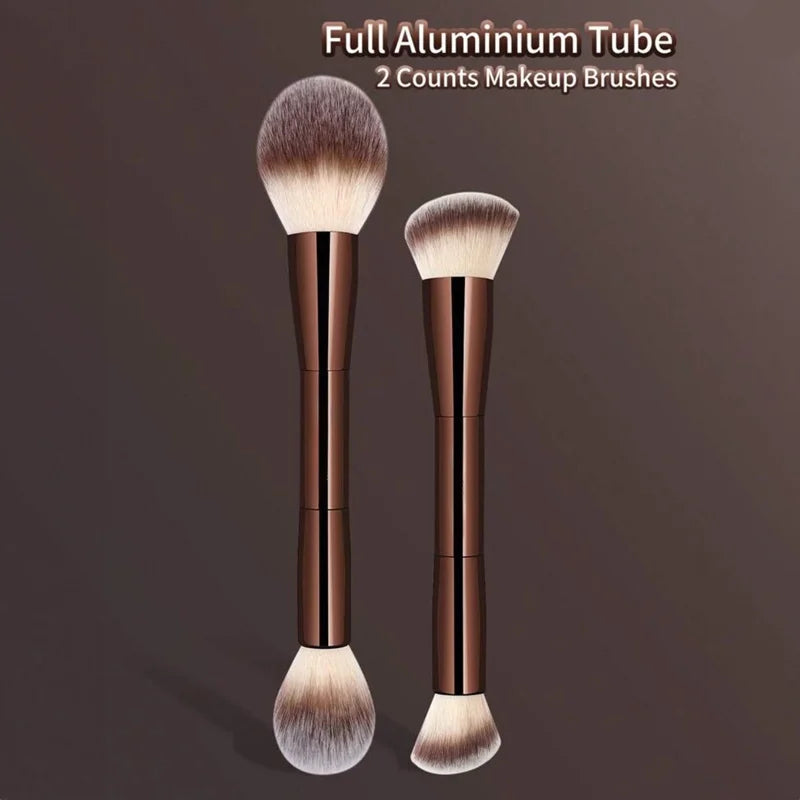 2-Pc Double-Ended Makeup Brush Set | Powder & Blush Makeup Brush Set QXL