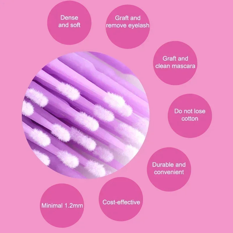 100-Pack Disposable Micro Brushes for Eyelash Extensions Disposable Micro Brushes QXL