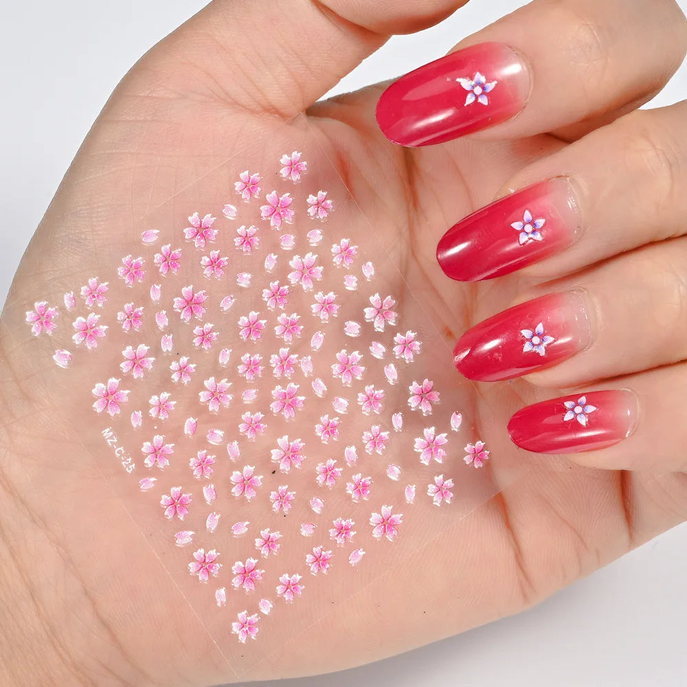 5D Flower Nail Art Stickers 5-Pack | Kawaii Floral Decals Nail Art Stickers QXL