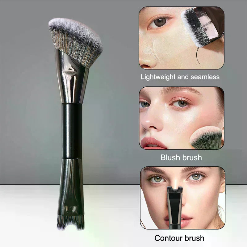 Double-Ended Makeup Brush – Powder, Blush & Contour Dual-End Makeup Brush QXL