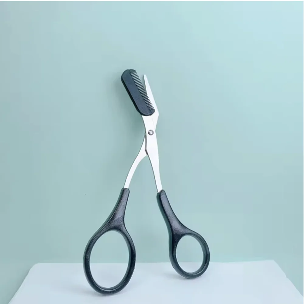 Eyebrow Scissors with Comb | Stainless Steel Brow Trimmer Eyebrow Trimmer QXL black