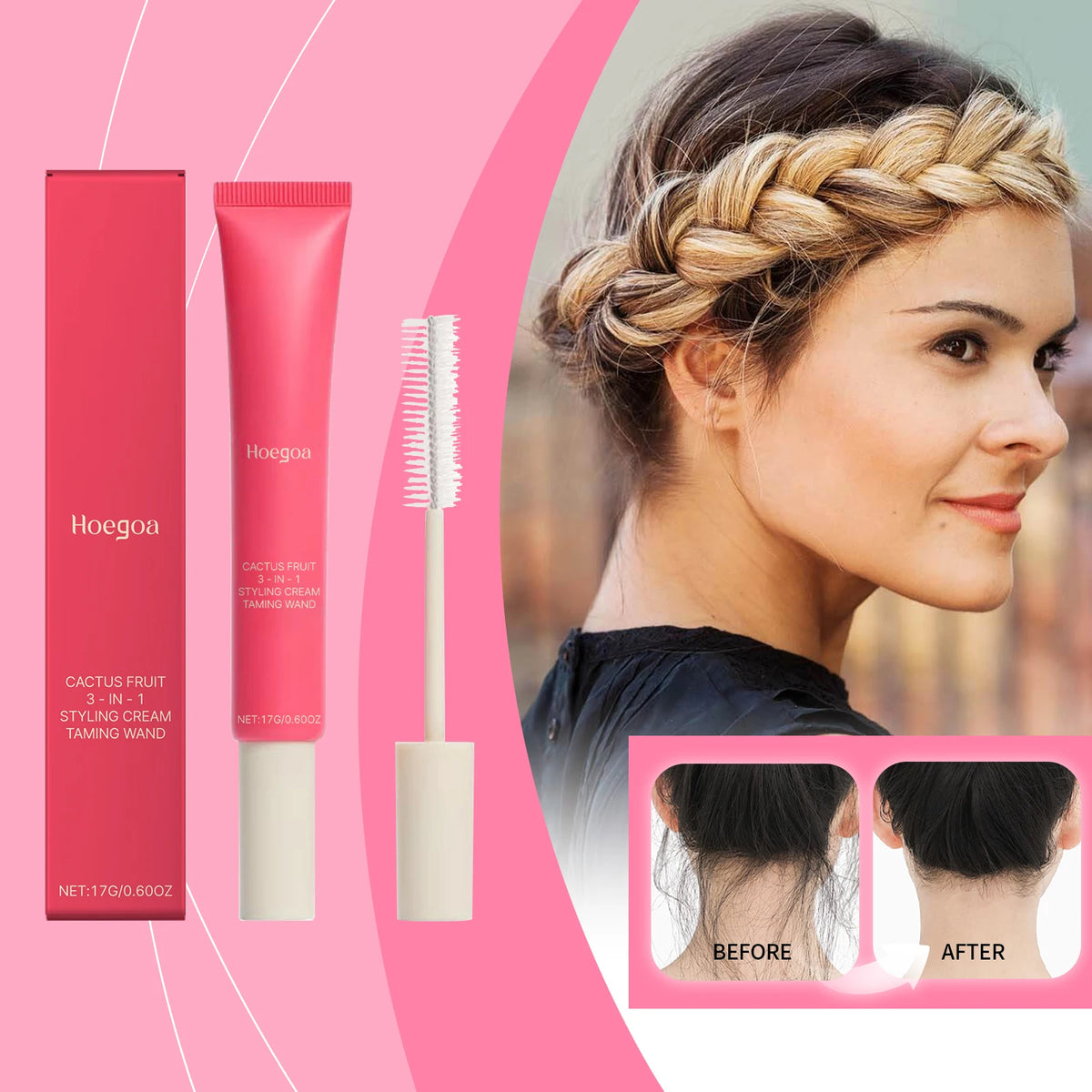HOEGOA 3-in-1 Hair Styling Cream | Edge Control & Frizz Hair Styling Cream QXL