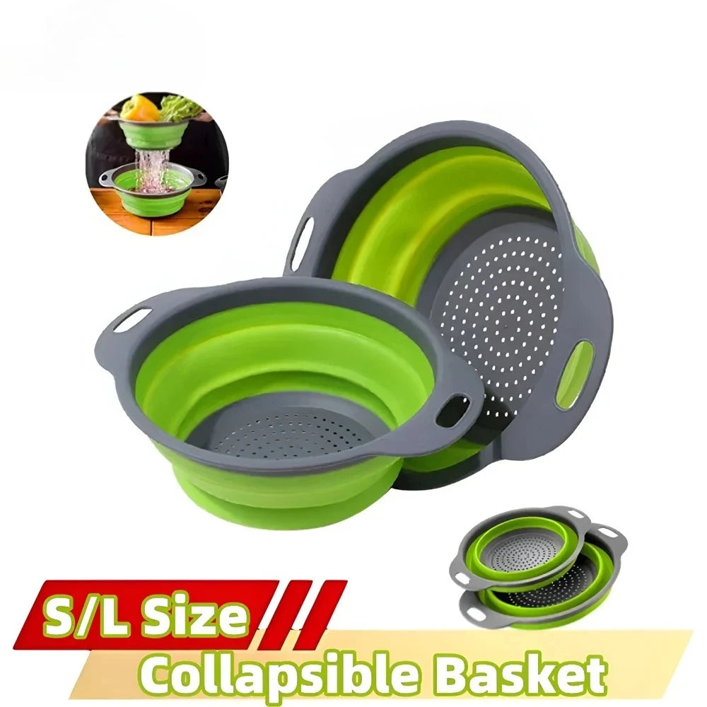 Collapsible Silicone Colander | Foldable Fruit & Veggie Strainer Collapsible Colander QXL
