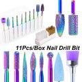 11-Pc Tungsten Carbide Nail Drill Bit Set 3/32 + Cleaning Brush Nail Drill Bit Set QXL 11pcs