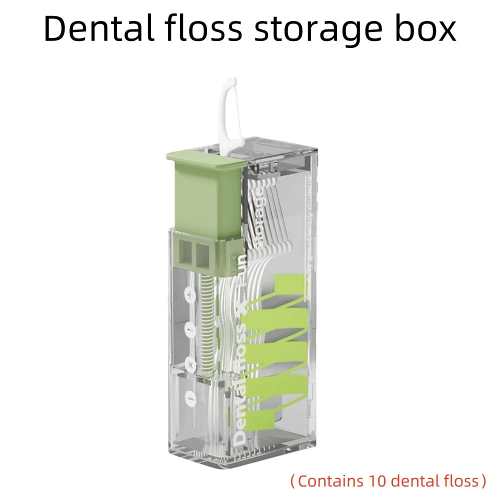 Pop-Up Dental Floss Dispenser + 10 Floss Picks | Travel Kit Floss Pick Dispenser QXL green