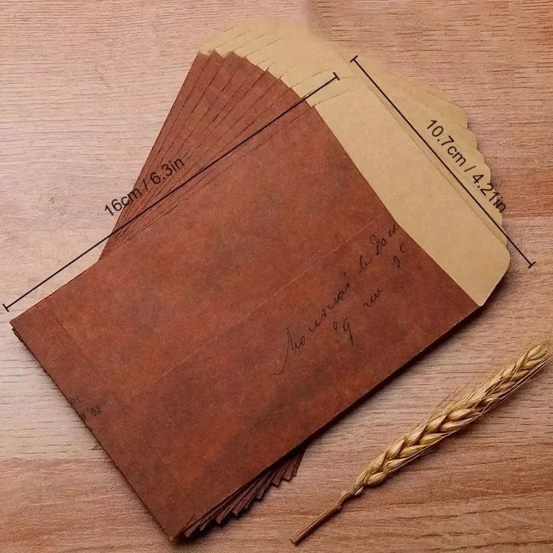 Vintage Kraft Paper Envelopes & Letter Paper Set – 10+20 Pcs Stationery Set QXL