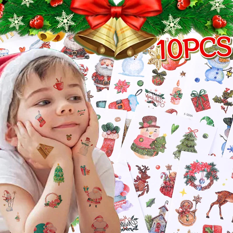 Christmas Temporary Tattoos | Santa Snowman Body Art Stickers Temporary Tattoo Stickers QXL