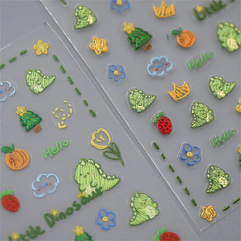 5D Kawaii Dinosaur Nail Art Stickers | Self-Adhesive Decals Nail Art Stickers QXL