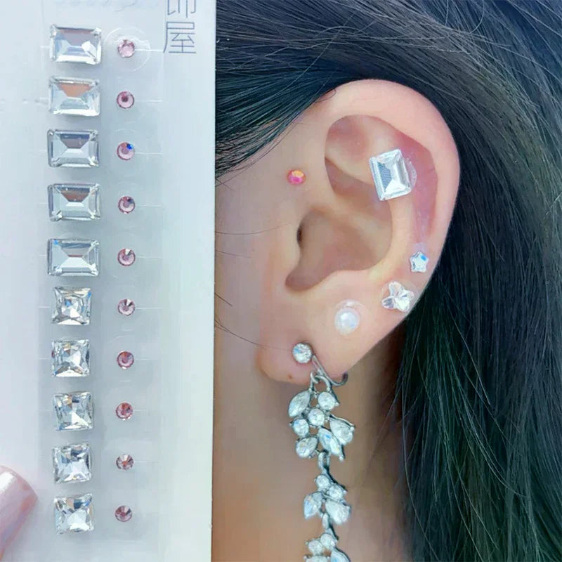 Rhinestone Pearl Bowknot Ear Acupressure Stickers | 20 Pack Ear Acupressure Patches QXL