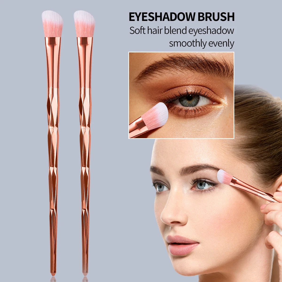 KOSSHOW 2-Pc Eyeshadow Brush Set | Diamond Handle Blue & Gold Eyeshadow Brush Set QXL Gold