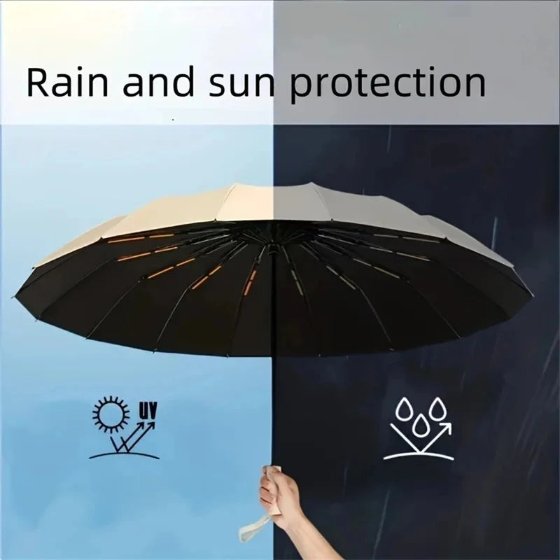 12-Rib Auto Folding UV Umbrella | Compact & Windproof Folding Umbrella QXL