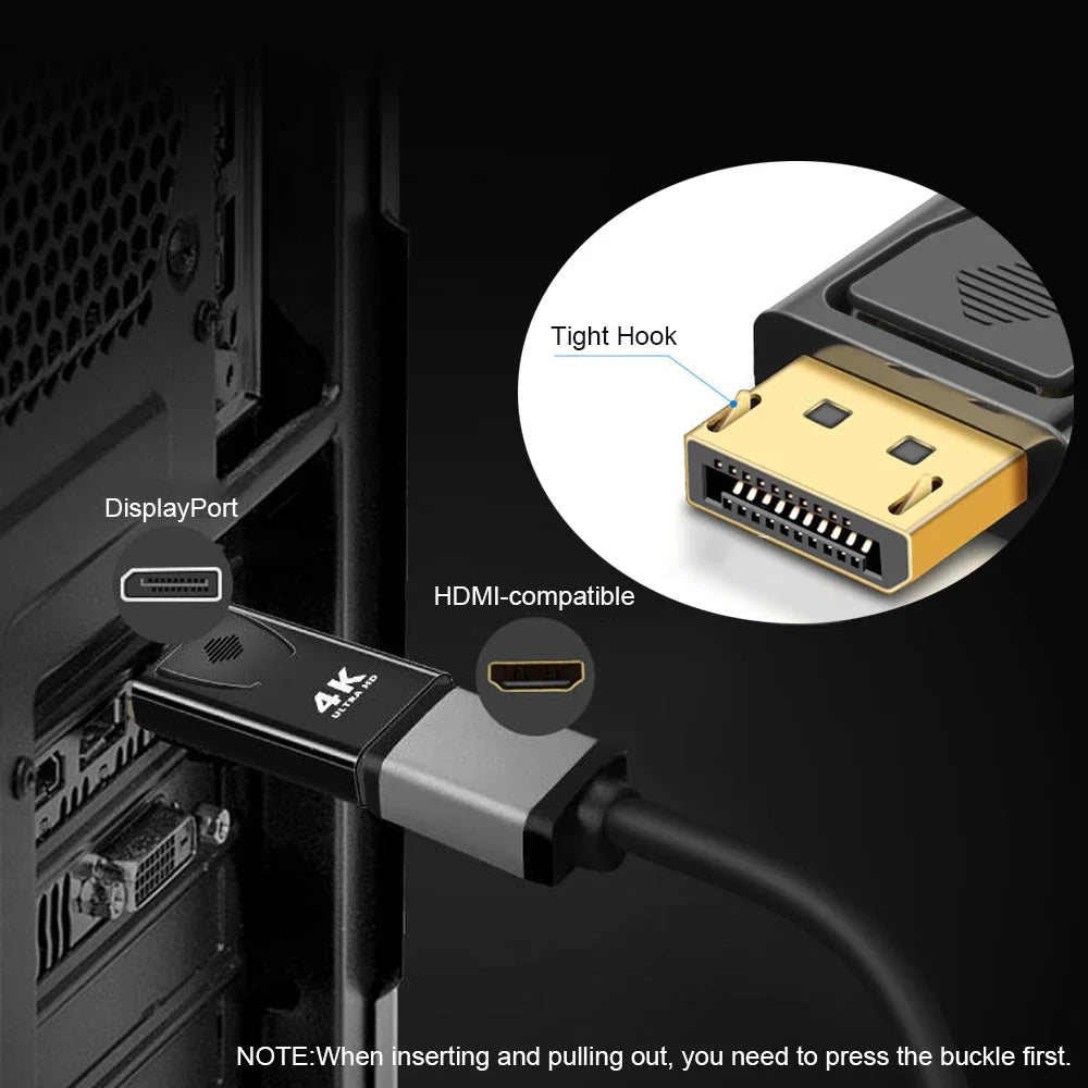 4K DisplayPort to HDMI Adapter | DP Male to Female 60Hz Video Adapter QXL