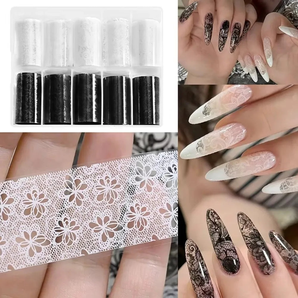 Nail Art Foil Stickers | Lace, Leopard & Sequin – 10pc Set Nail Art Stickers QXL