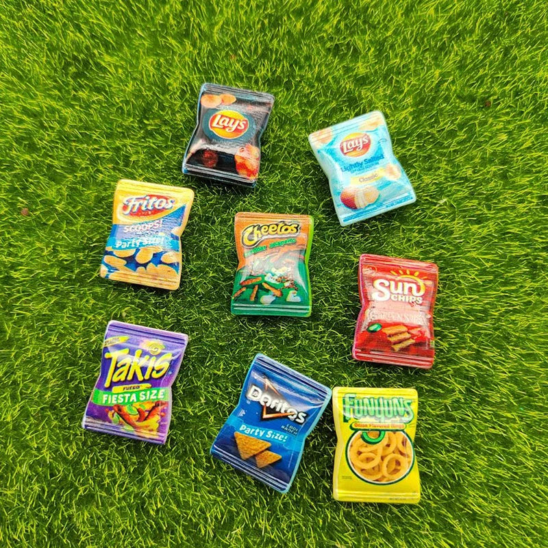 10-Pack Miniature Potato Chips Dollhouse Food Models – Resin Dollhouse Miniatures QXL