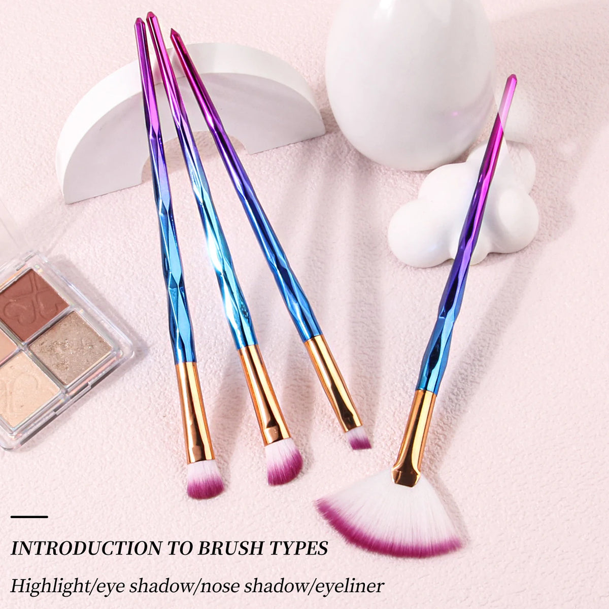 KOSSHOW 4-Pc Eye Makeup Brush Set – Fan & Brow Brushes Eye Makeup Brush Set QXL