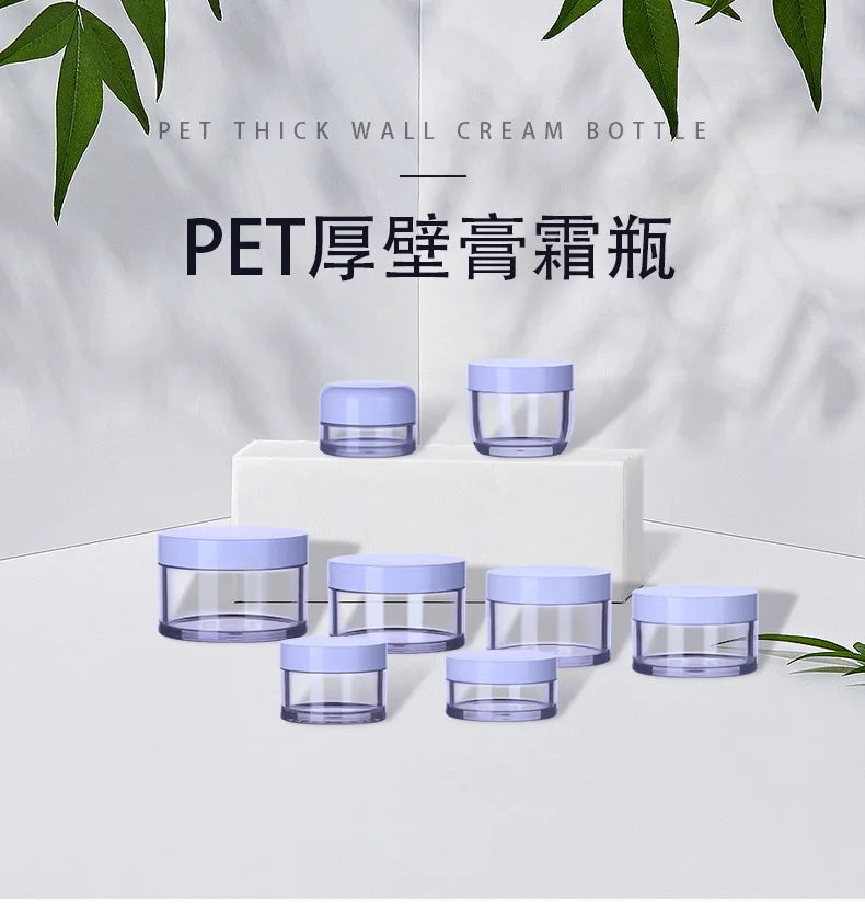 10-Pack Clear Cosmetic Jars with Purple Lids | Travel Storage Cosmetic Storage Jars QXL