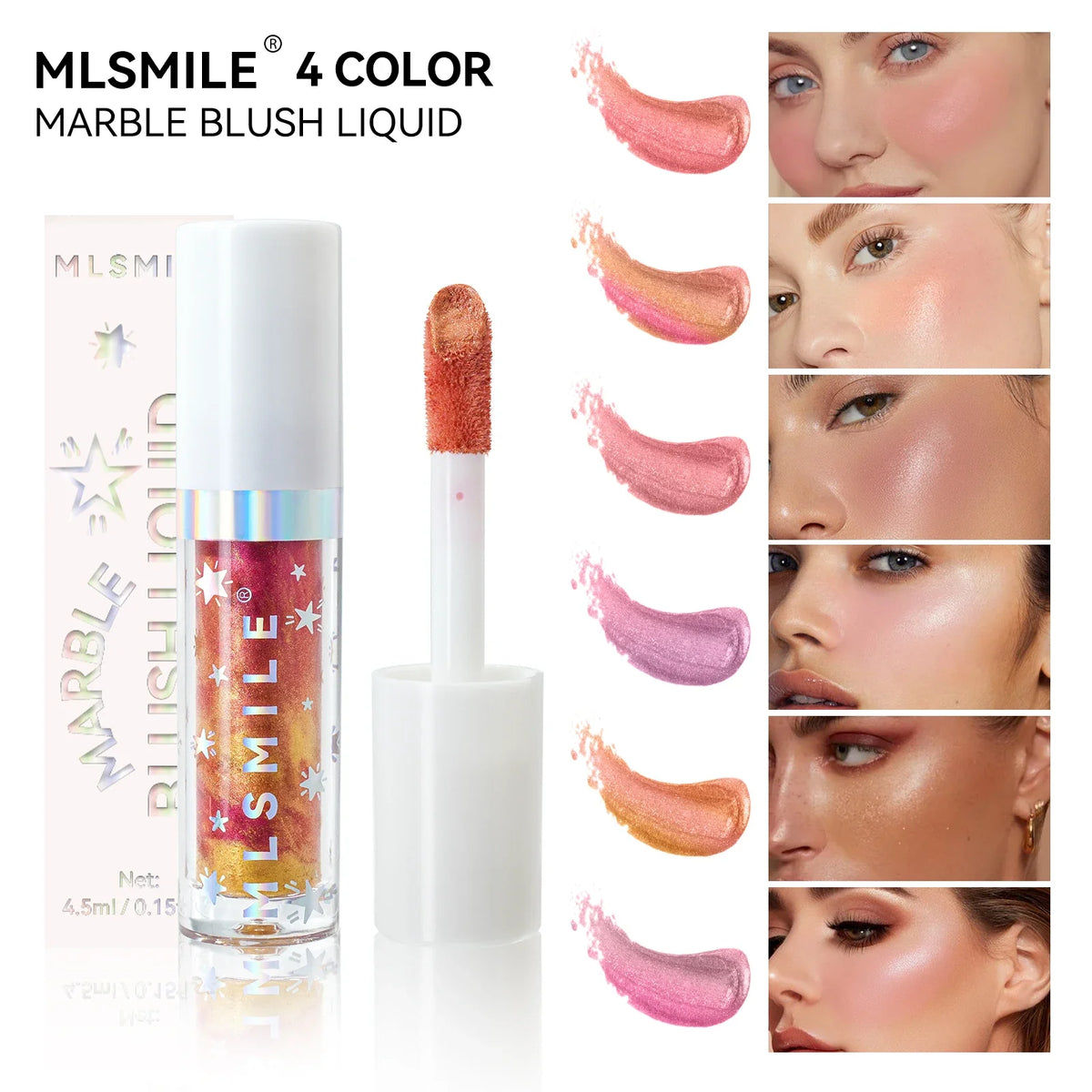 MLSMILE Marble Liquid Blush Highlighter & Contour – Waterproof Liquid Blush QXL