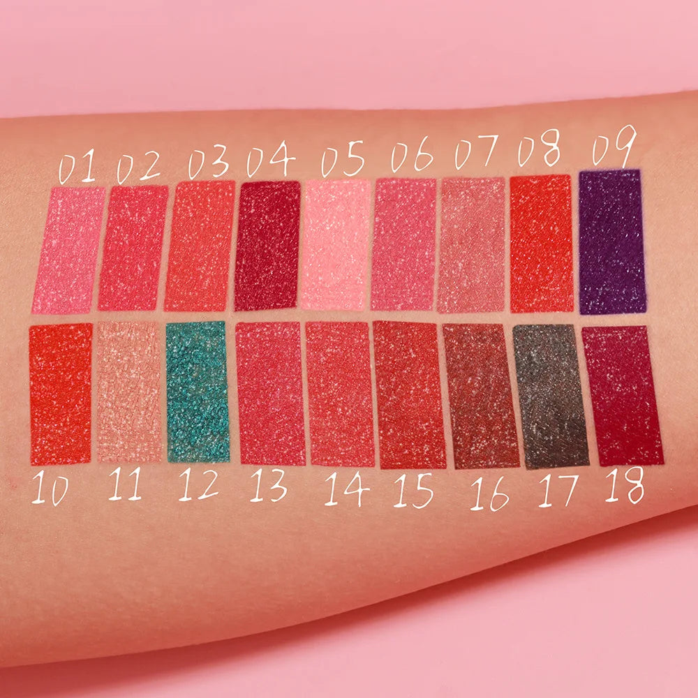 18-Color Flash Diamond Lip Gloss – Moisturizing & Long-Lasting Shimmer Lip Gloss QXL
