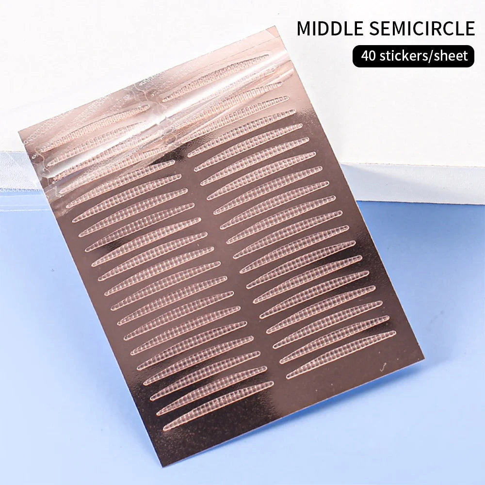 40-Pc Invisible Double Eyelid Tape | Clear & Beige Stickers Eyelid Tape Stickers QXL Middle semicircle