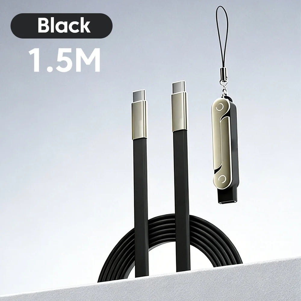 240W USB-C Fast Charging Cable with Foldable Phone Stand USB-C Charging Cable QXL black 1.5m