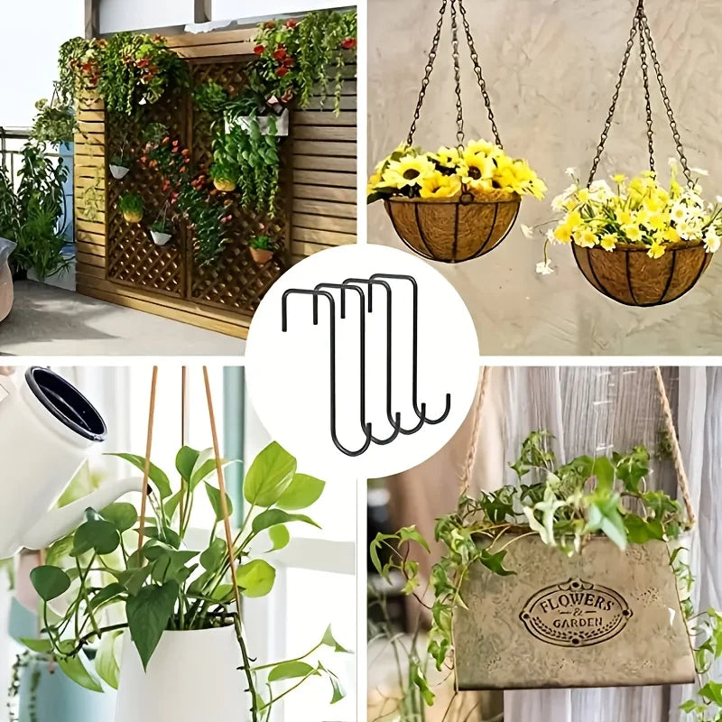 Rustproof Black Garden Fence Hooks | 2/4/8 Pack Outdoor Garden Fence Hooks QXL