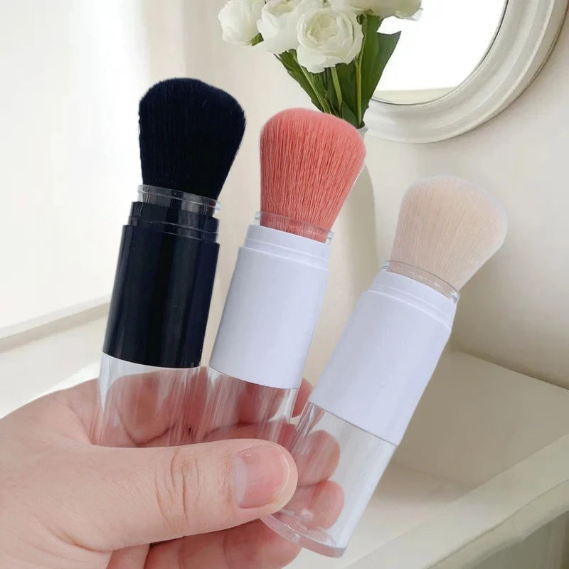 2-in-1 Travel Powder Brush with Refillable Loose Powder Case Travel Powder Brush QXL