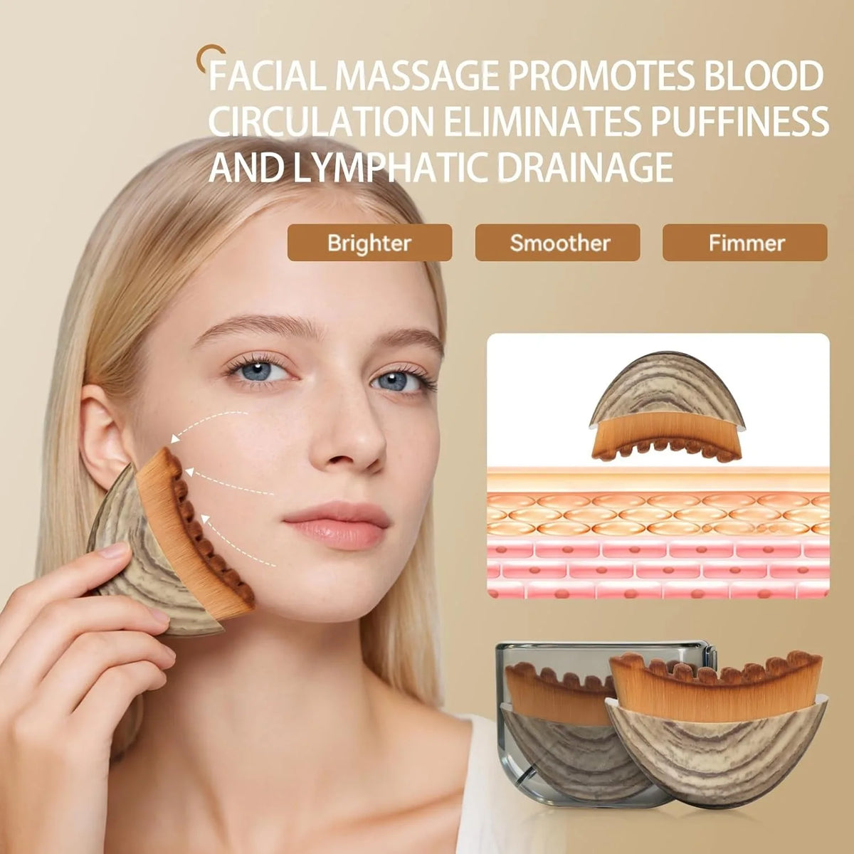 Stainless Steel Gua Sha & Contour Face Brush Set | Face Lift Gua Sha Face Tool QXL