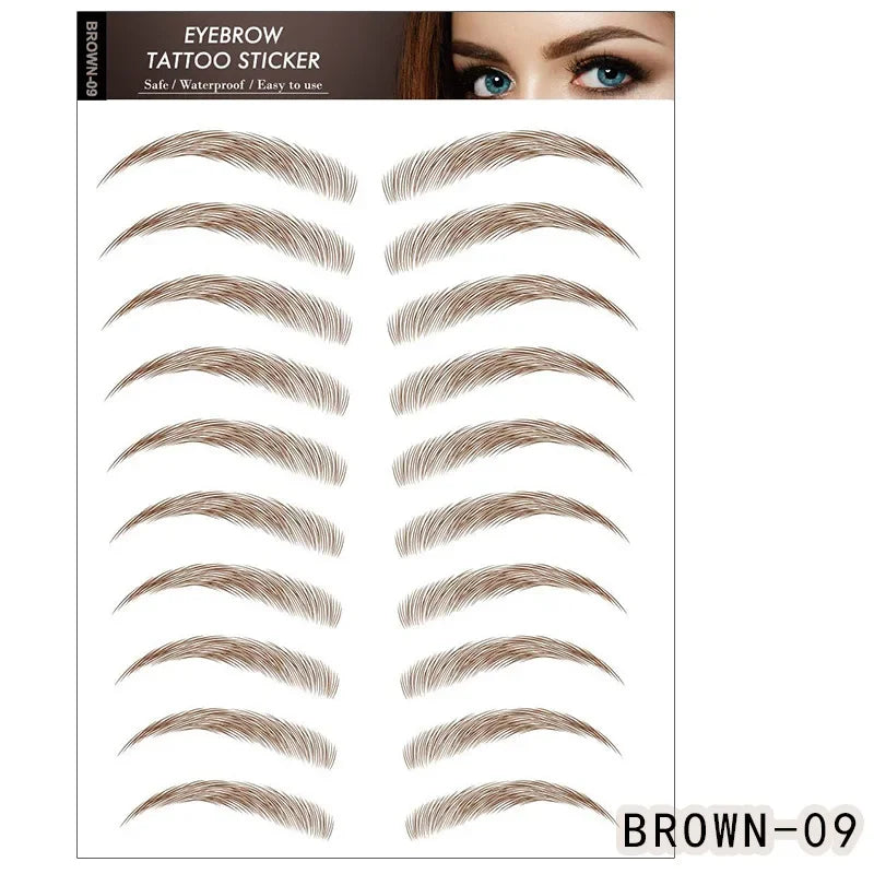 6D Waterproof Hair-Like Eyebrow Tattoo Stickers | Easy Brow Eyebrow Tattoo Stickers QXL BROWN-09