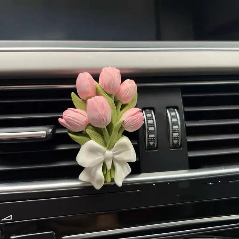 Gypsum Flower Car Vent Diffuser Clip | Hydrangea & Tulip Car Vent Diffuser Clip QXL