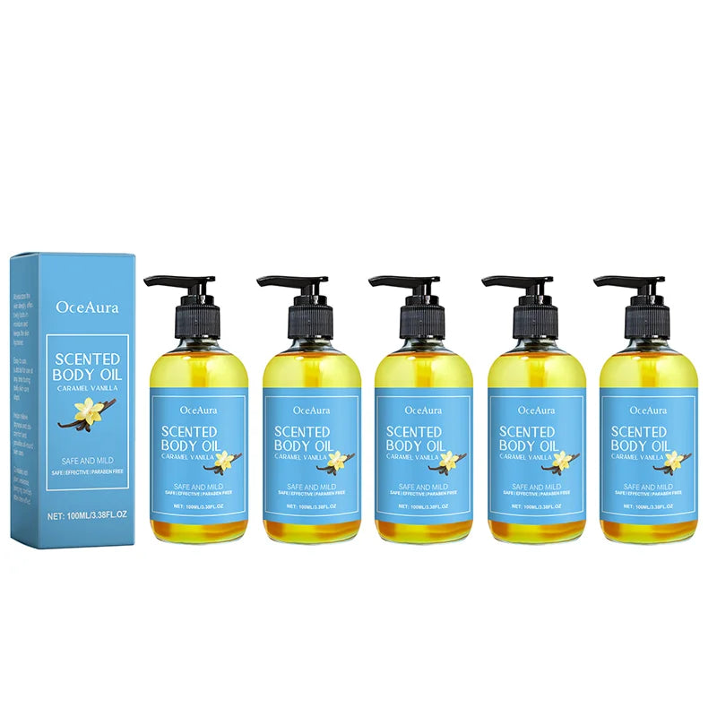OceAura Caramel Vanilla Body Massage Oil | 100ml Hydrating Skin Body Massage Oil QXL 5pcs