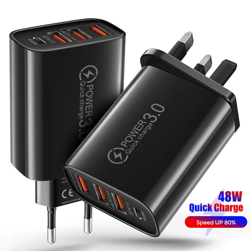 20W 4-Port USB-C PD Fast Charger Wall Adapter USB Wall Charger QXL