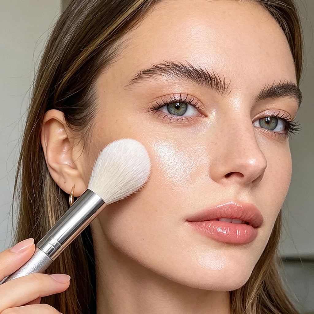 KOSSHOW Silver Flame Highlighter & Blush Brush | Soft Nylon Makeup Brush QXL