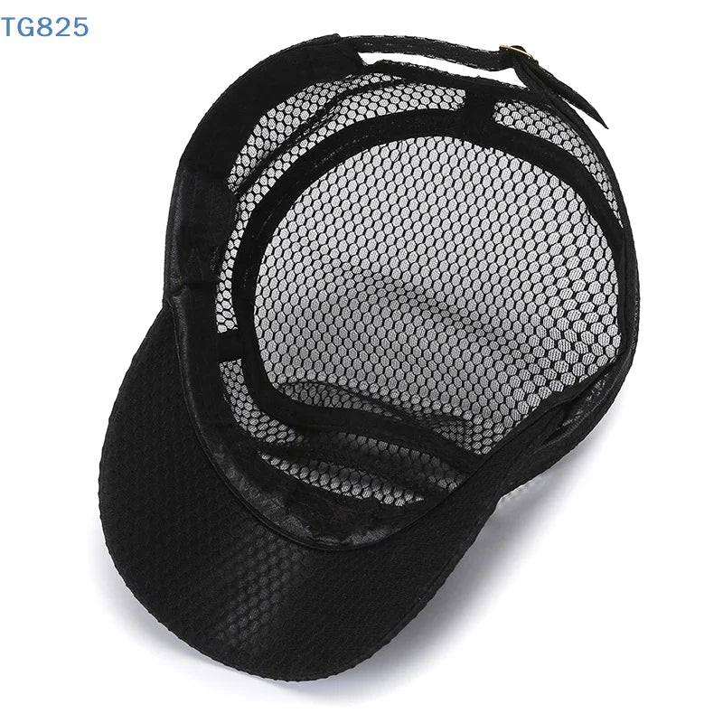 Men's Mesh Snapback Cap | Breathable Flat Bill Trucker Hat Snapback Trucker Cap QXL