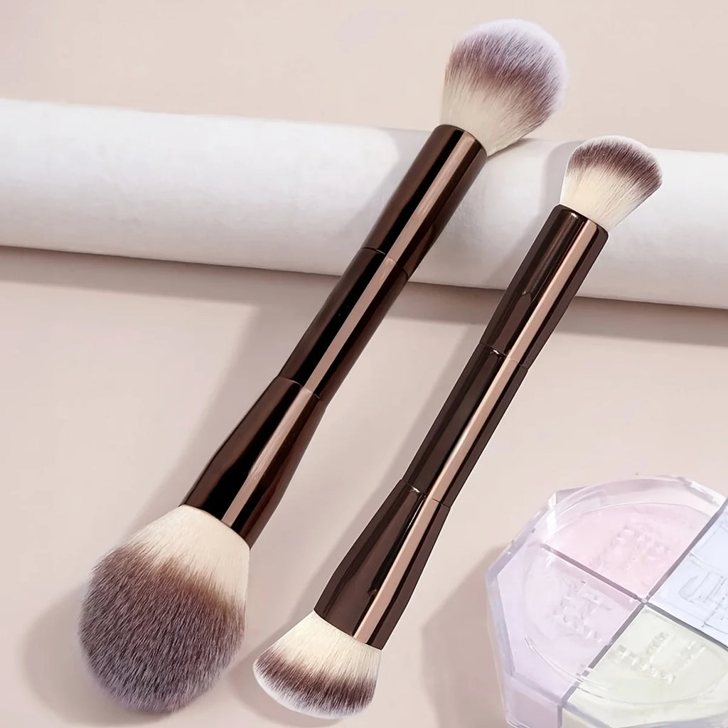 2-Pc Double-Ended Makeup Brush Set | Powder & Blush Makeup Brush Set QXL
