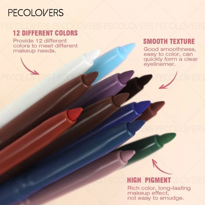 PECOLOVERS Waterproof Colorful Gel Eyeliner Pen | Multi-Color Gel Eyeliner Pen QXL