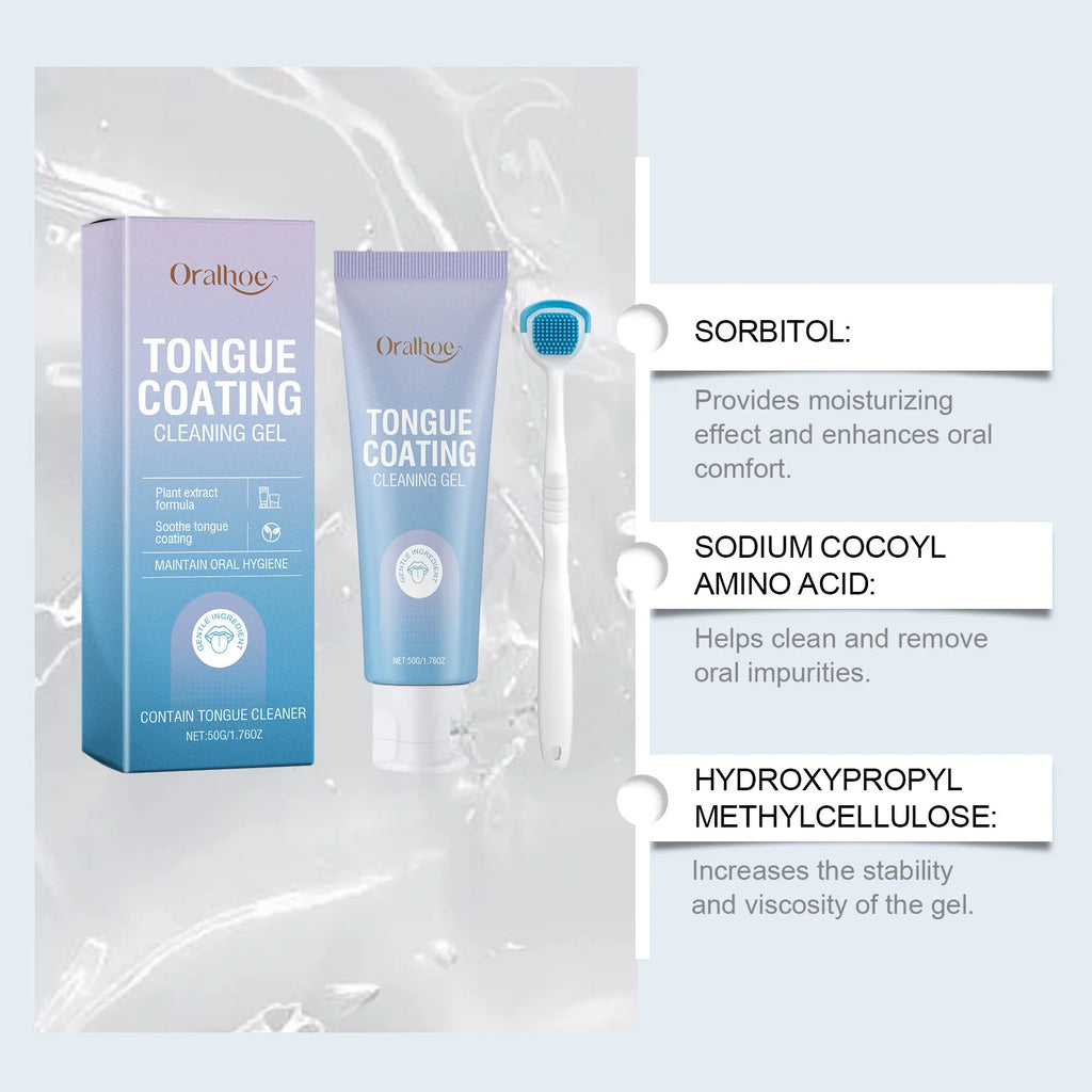 ORALHOE Tongue Coating Cleaning Gel | Fresh Breath Daily Care Tongue Cleaning Gel QXL