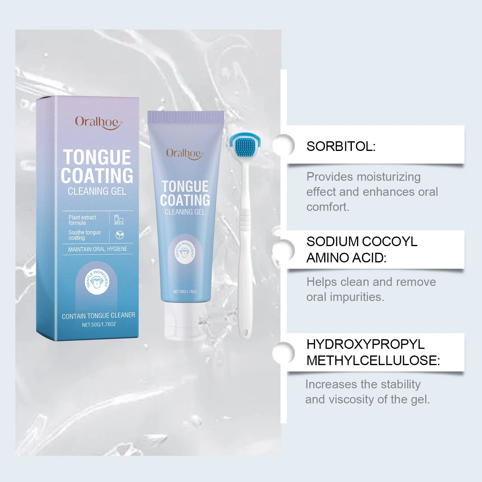 ORALHOE Tongue Coating Cleaning Gel | Fresh Breath Daily Care Tongue Cleaning Gel QXL