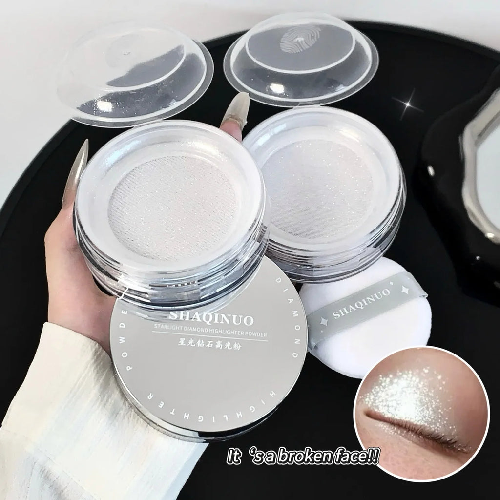 Diamond Shimmer Highlighter Powder – Waterproof Face Brightener Shimmer Highlighter Powder QXL