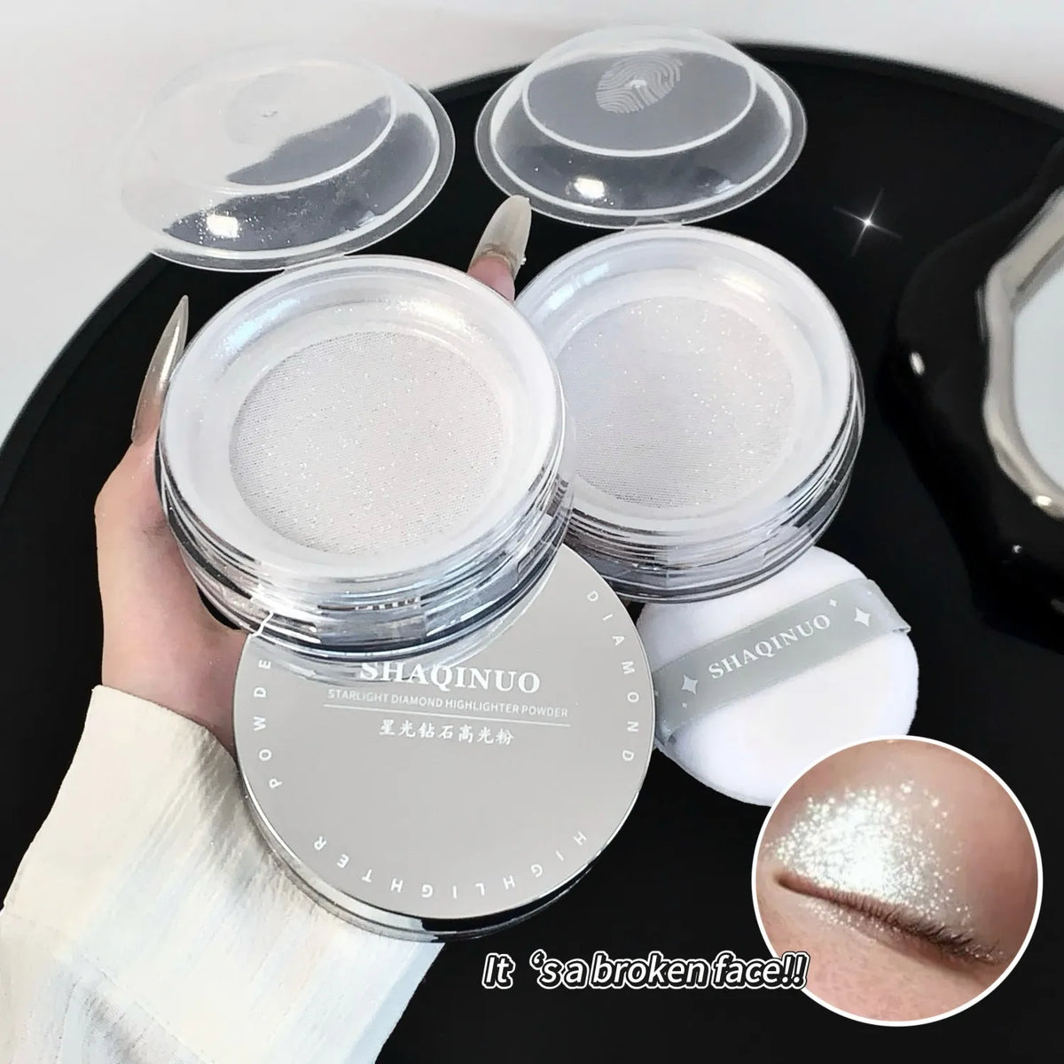 Diamond Shimmer Highlighter Powder – Waterproof Face Brightener Shimmer Highlighter Powder QXL