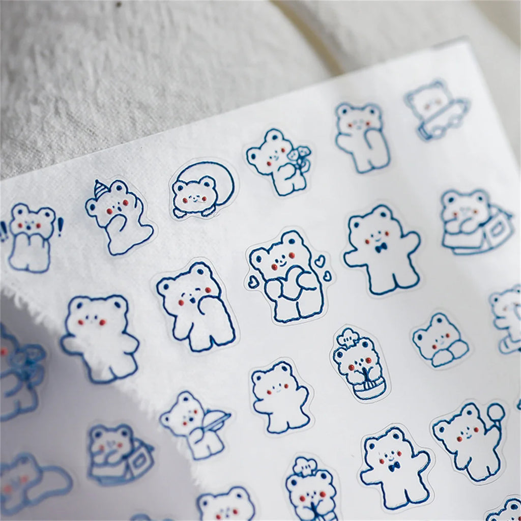 5D Kawaii Bear Nail Art Stickers – Blue Hollow Decals DIY Nail Art Stickers QXL