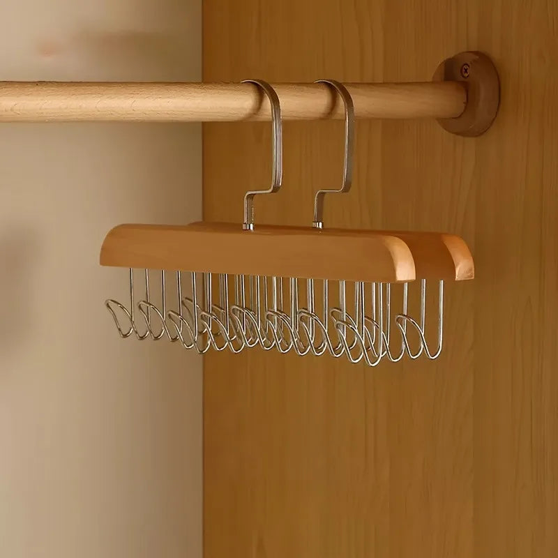 Wooden Suit Hanger with 8 Metal Hooks | Retro Finish Wooden Suit Hanger QXL