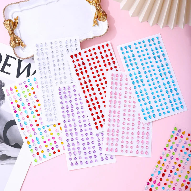 Self-Adhesive Rhinestone Gem Nail Stickers – Multicolor Sheet Nail Rhinestone Stickers QXL