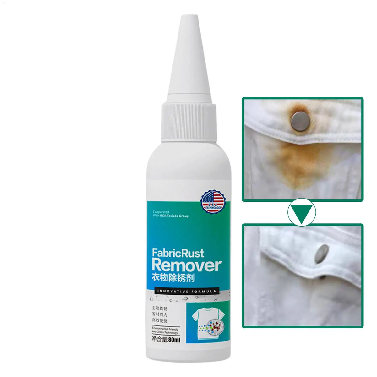 Fabric Rust Stain Remover for Clothes, Carpet & Upholstery Fabric Stain Remover QXL
